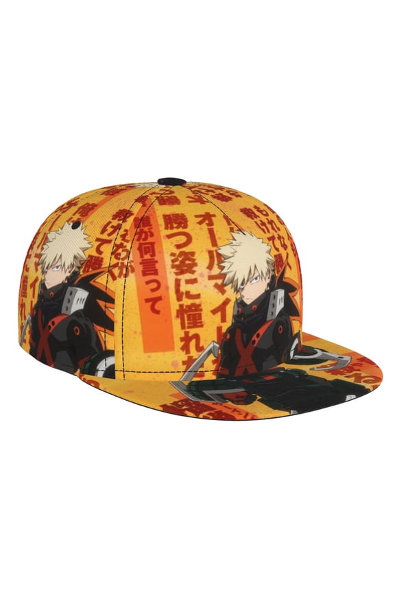 My Hero Academia Bakugo Katsuki Baseball Cap For Men, Women & Kids, Classic Flat Brim Hat Hip Hop Trucker Hat Adjustable Snapback Hat