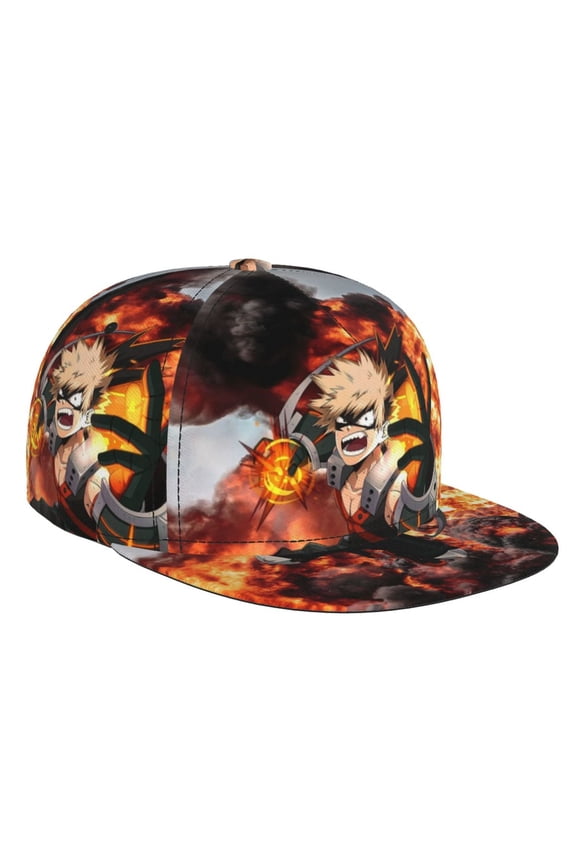 My Hero Academia Bakugo Katsuki Baseball Cap For Men, Women & Kids, Classic Flat Brim Hat Hip Hop Trucker Hat Adjustable Snapback Hat