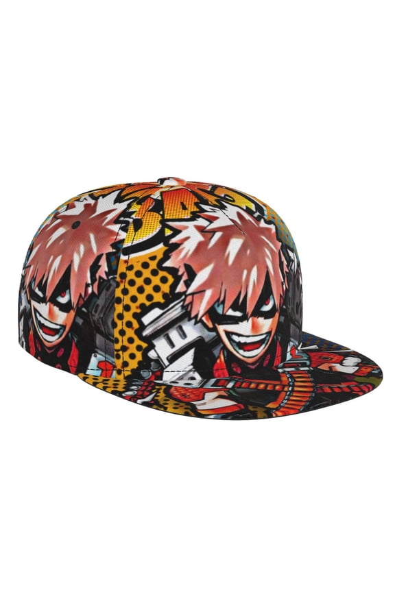 My Hero Academia Bakugo Katsuki Baseball Cap For Men, Women & Kids, Classic Flat Brim Hat Hip Hop Trucker Hat Adjustable Snapback Hat