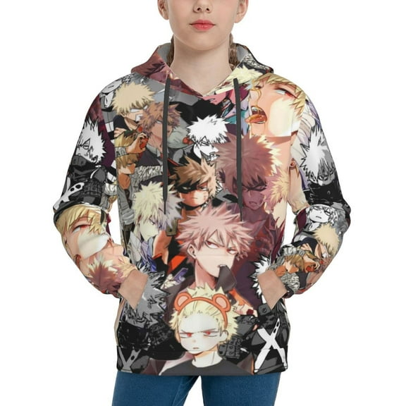 My Hero Academia Bakugo Katsuki Kids' Hoodie 3d Print Sweatshirt Soft Pullover Hooded With Big Pockets For Boys Or Girls Small