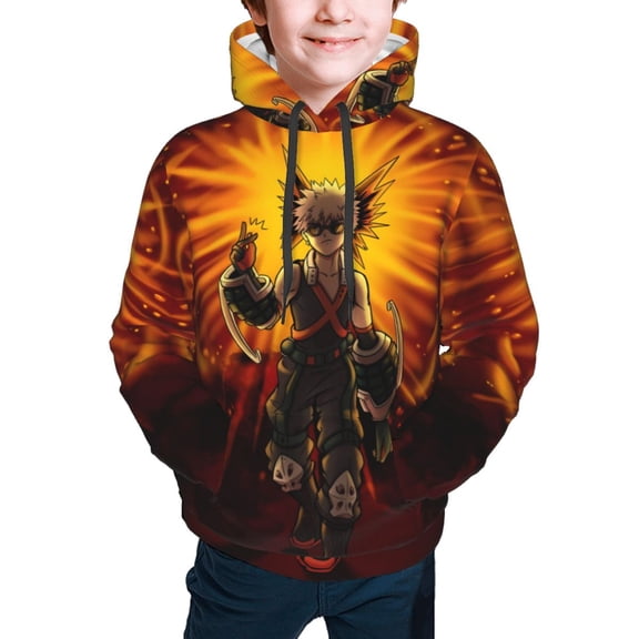 My Hero Academia Bakugo Katsuki Kids' Hoodie 3d Print Sweatshirt Soft Pullover Hooded With Big Pockets For Boys Or Girls Small