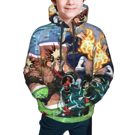 My Hero Academia Bakugo Katsuki Kids' Hoodie 3d Print Sweatshirt Soft Pullover Hooded With Big Pockets For Boys Or Girls Small