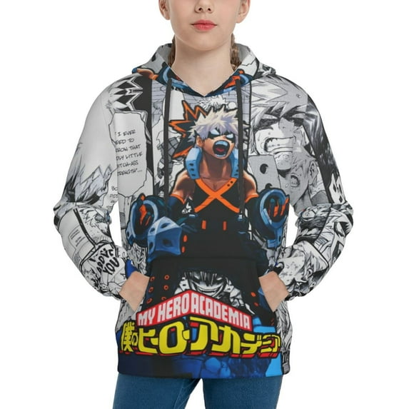 My Hero Academia Bakugo Katsuki Kids' Hoodie 3d Print Sweatshirt Soft Pullover Hooded With Big Pockets For Boys Or Girls X-Large