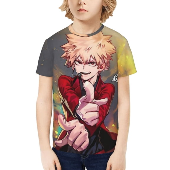 My Hero Academia Bakugo Katsuki Kids T-Shirt 3d Printed Graphic T-Shirts Boys And Girls Short Sleeve Shirts For Youth Kids Medium