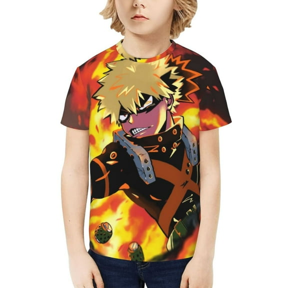 My Hero Academia Bakugo Katsuki Kids T-Shirt 3d Printed Graphic T-Shirts Boys And Girls Short Sleeve Shirts For Youth Kids Medium