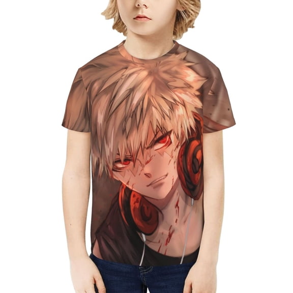 My Hero Academia Bakugo Katsuki Kids T-Shirt 3d Printed Graphic T-Shirts Boys And Girls Short Sleeve Shirts For Youth Kids Medium