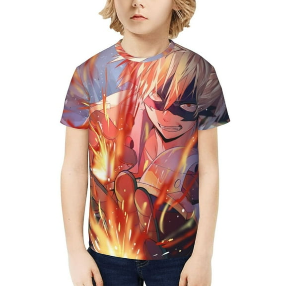 My Hero Academia Bakugo Katsuki Kids T-Shirt 3d Printed Graphic T-Shirts Boys And Girls Short Sleeve Shirts For Youth Kids Medium