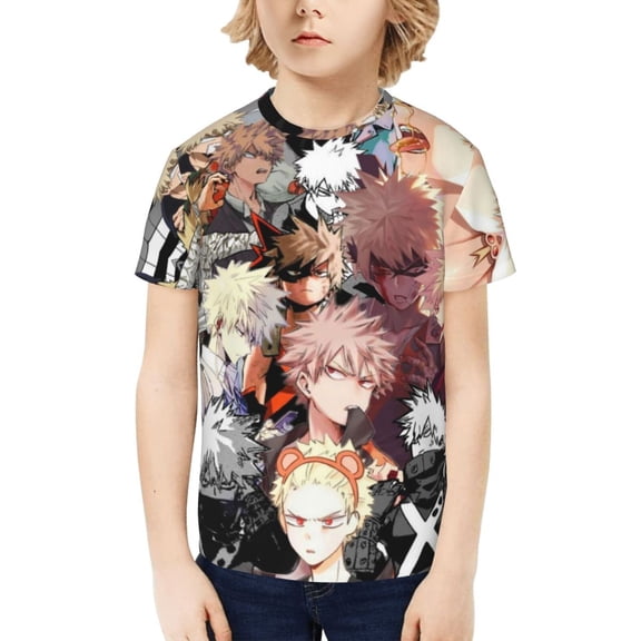My Hero Academia Bakugo Katsuki Kids T-Shirt 3d Printed Graphic T-Shirts Boys And Girls Short Sleeve Shirts For Youth Kids Small