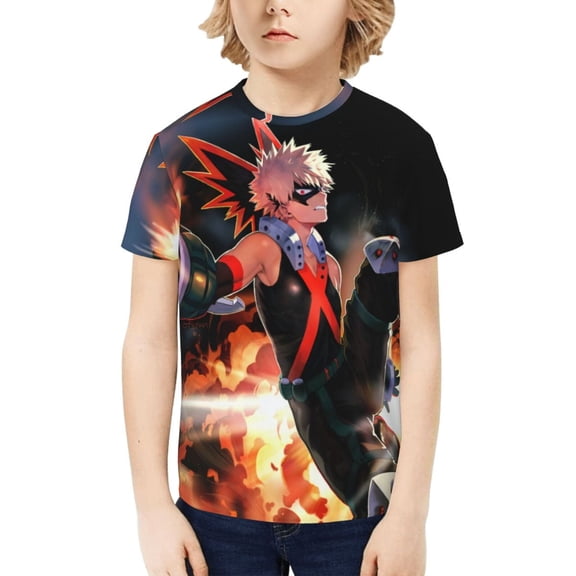 My Hero Academia Bakugo Katsuki Kids T-Shirt 3d Printed Graphic T-Shirts Boys And Girls Short Sleeve Shirts For Youth Kids X-Large