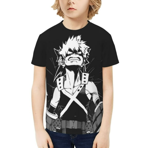 My Hero Academia Bakugo Katsuki Kids T-Shirt 3d Printed Graphic T-Shirts Boys And Girls Short Sleeve Shirts For Youth Kids X-Small