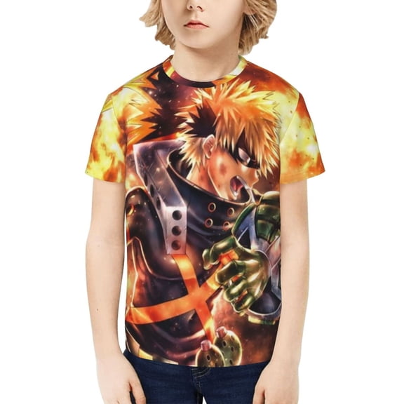 My Hero Academia Bakugo Katsuki Kids T-Shirt 3d Printed Graphic T-Shirts Boys And Girls Short Sleeve Shirts For Youth Kids X-Small