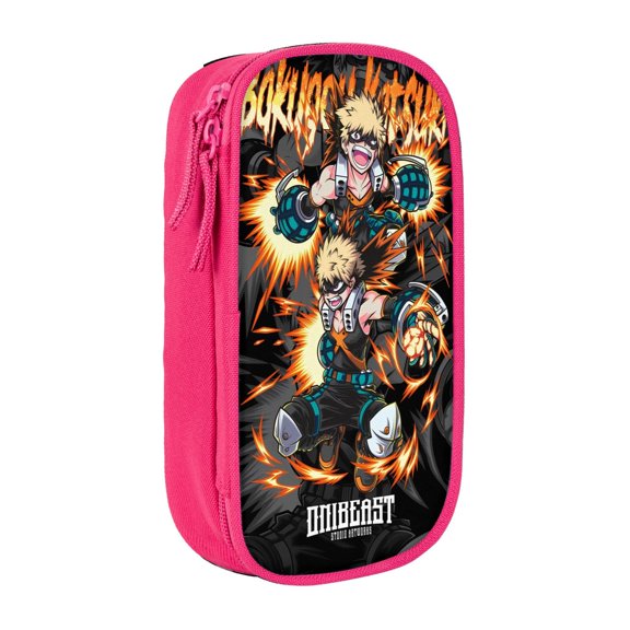 My Hero Academia Bakugo Katsuki Pencil Case, Multipurpose Pencase ,Large Capacity Durable Pencil Pouch Storage Pen Bag Organizer Stationery