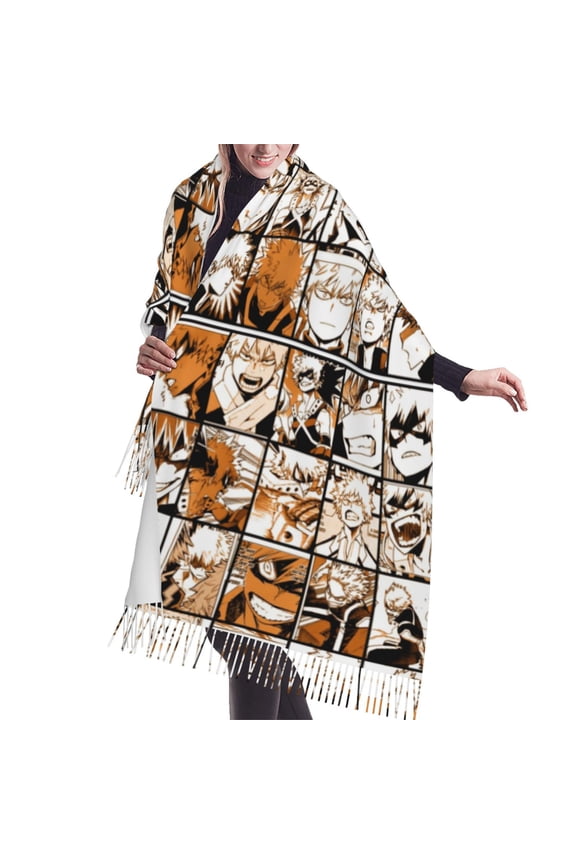My Hero Academia Bakugo Katsuki Shawl Wrap For Womens Winter Warm Long Soft Scarf Pashmina Shawl Scarves