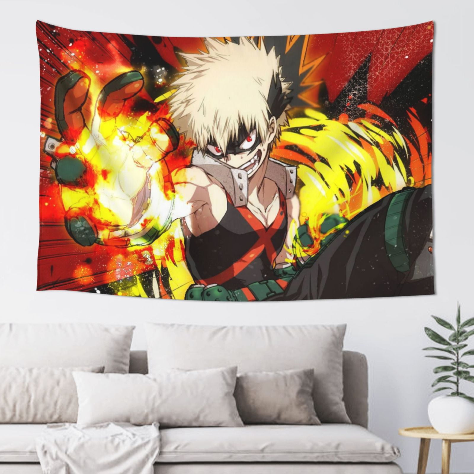 My Hero Academia Bakugo Katsuki Tapestry Wall Hanging Home Decoration Wall Blanket Dormitory Living Room Bedroom Backdrop Poster 60x40inch