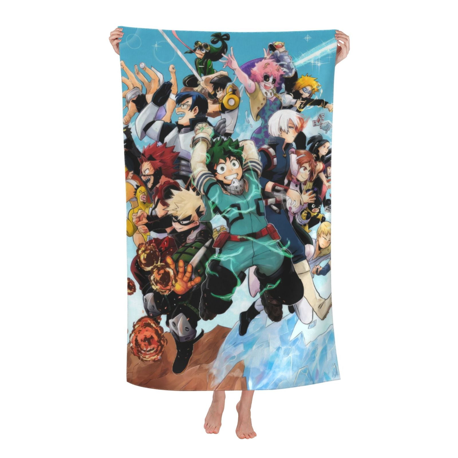 Asciugamani da spiaggia ad asciugatura rapida Anime Cartoon Beach Towel My Hero Academia Beach Microfibra morbida asciugamani da bagno spessi, di qualità, per bagno, hotel e cucina, 140 x 70 cm