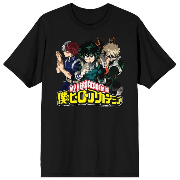 My Hero Academia Big 3 Men's Black Crew Neck Short Sleeve T-shirt-XL