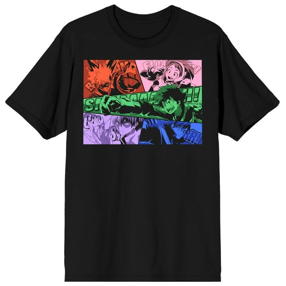 My Hero Academia Black and White Characters on Blue Black Graphic Tee - 3XL