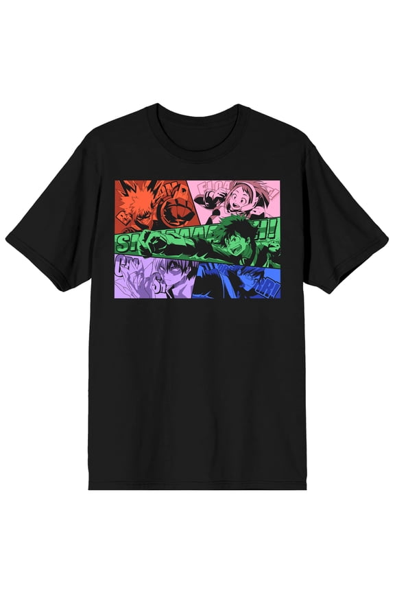 My Hero Academia Black and White Characters on Blue Black Graphic Tee - 3XL