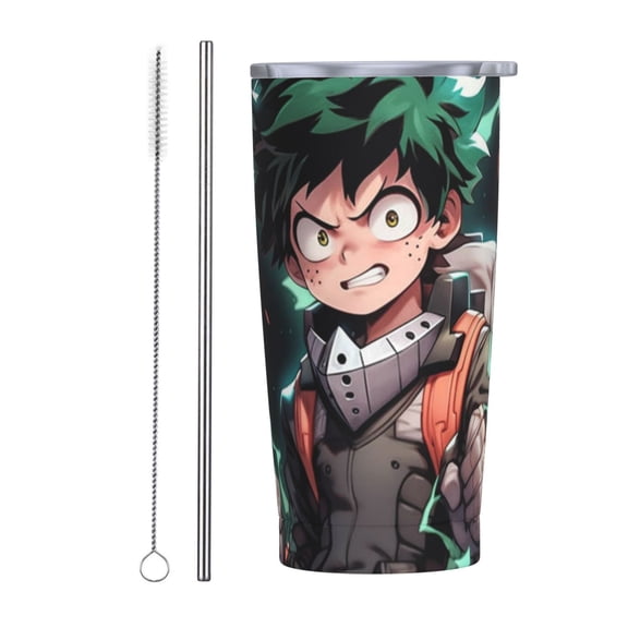 My Hero Academia Car Cup With Straw 20oz Stainless Steel Tumbler Push-Pull Lid Sports Water Bottle Insulated Travel Cup
