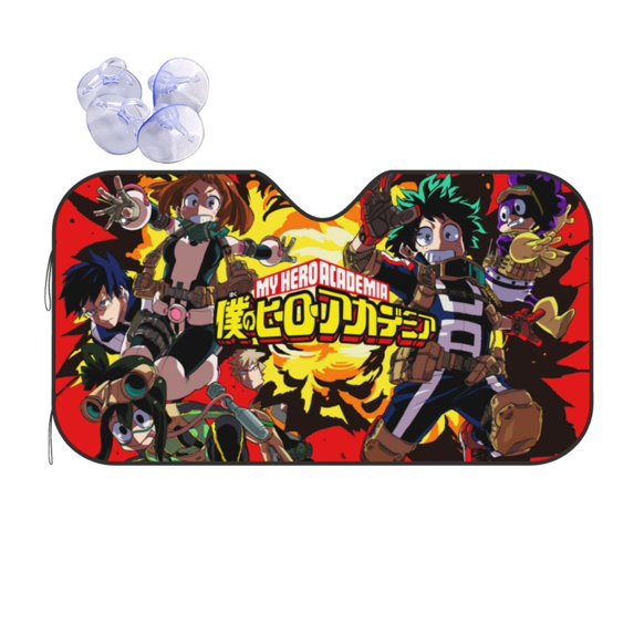 My Hero Academia Car Windshield Sun Shade, Front Window Sun Shades, Visor Shield Cover For Car Suv Truck, Visor Protector Blocks Uv Rays, Keep Your Vehicle Cool, Medium, 55*29.9 Inch