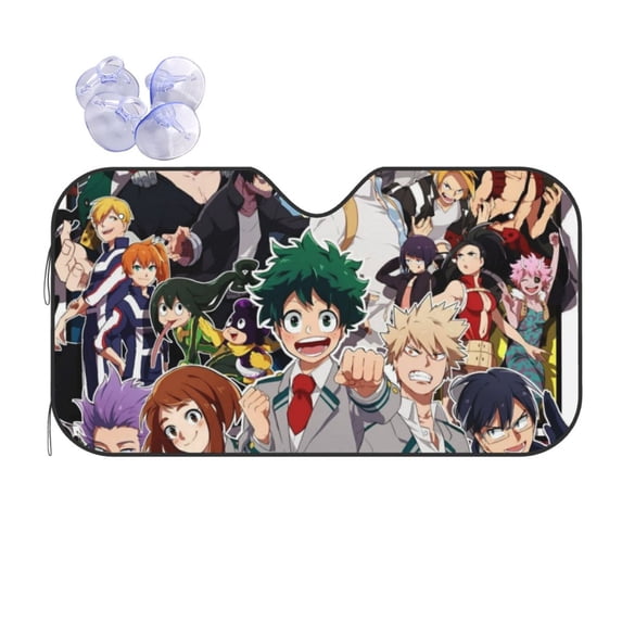 My Hero Academia Car Windshield Sun Shade, Front Window Sun Shades, Visor Shield Cover For Car Suv Truck, Visor Protector Blocks Uv Rays, Keep Your Vehicle Cool, Medium, 55*29.9 Inch