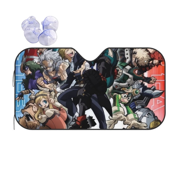 My Hero Academia Car Windshield Sun Shade, Front Window Sun Shades, Visor Shield Cover For Car Suv Truck, Visor Protector Blocks Uv Rays, Keep Your Vehicle Cool, Medium, 55*29.9 Inch