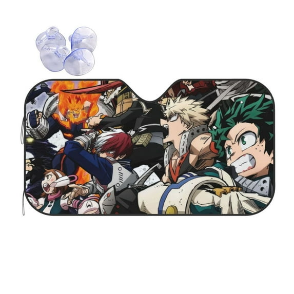 My Hero Academia Car Windshield Sun Shade, Front Window Sun Shades, Visor Shield Cover For Car Suv Truck, Visor Protector Blocks Uv Rays, Keep Your Vehicle Cool, Small, 51*27.5 Inch
