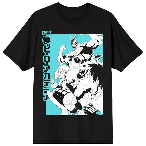 My Hero Academia Character Group Black Graphic Tee-6XL