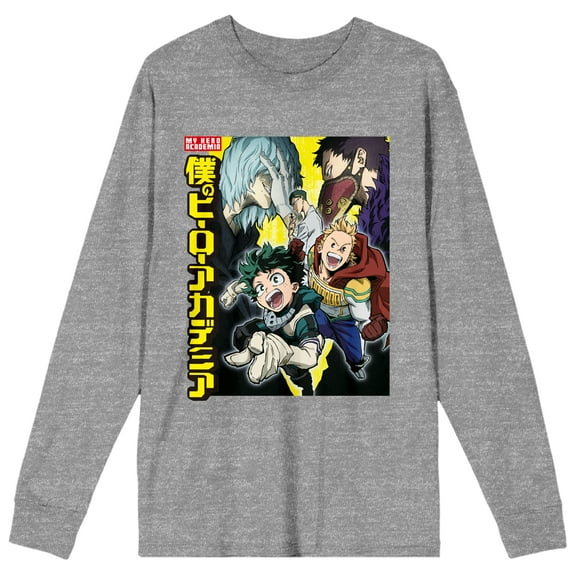 My Hero Academia Character Group Women's Heather Gray Long Sleeve Tee-XXL