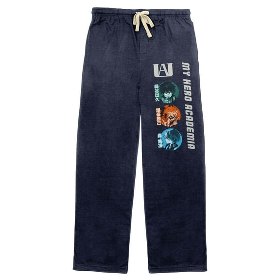 My Hero Academia Character Panels Men's Navy Sleep Pajama Pants-Medium