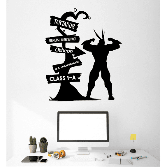 My Hero Academia Characters Silhouette Vinyl Pathway Signage Otheon Shiketsu High School Tartarus Vinyl Wall Art Wall Sticker Wall Decal Home Kids Room Study Room Kinder Décor Size (10x6 inch)