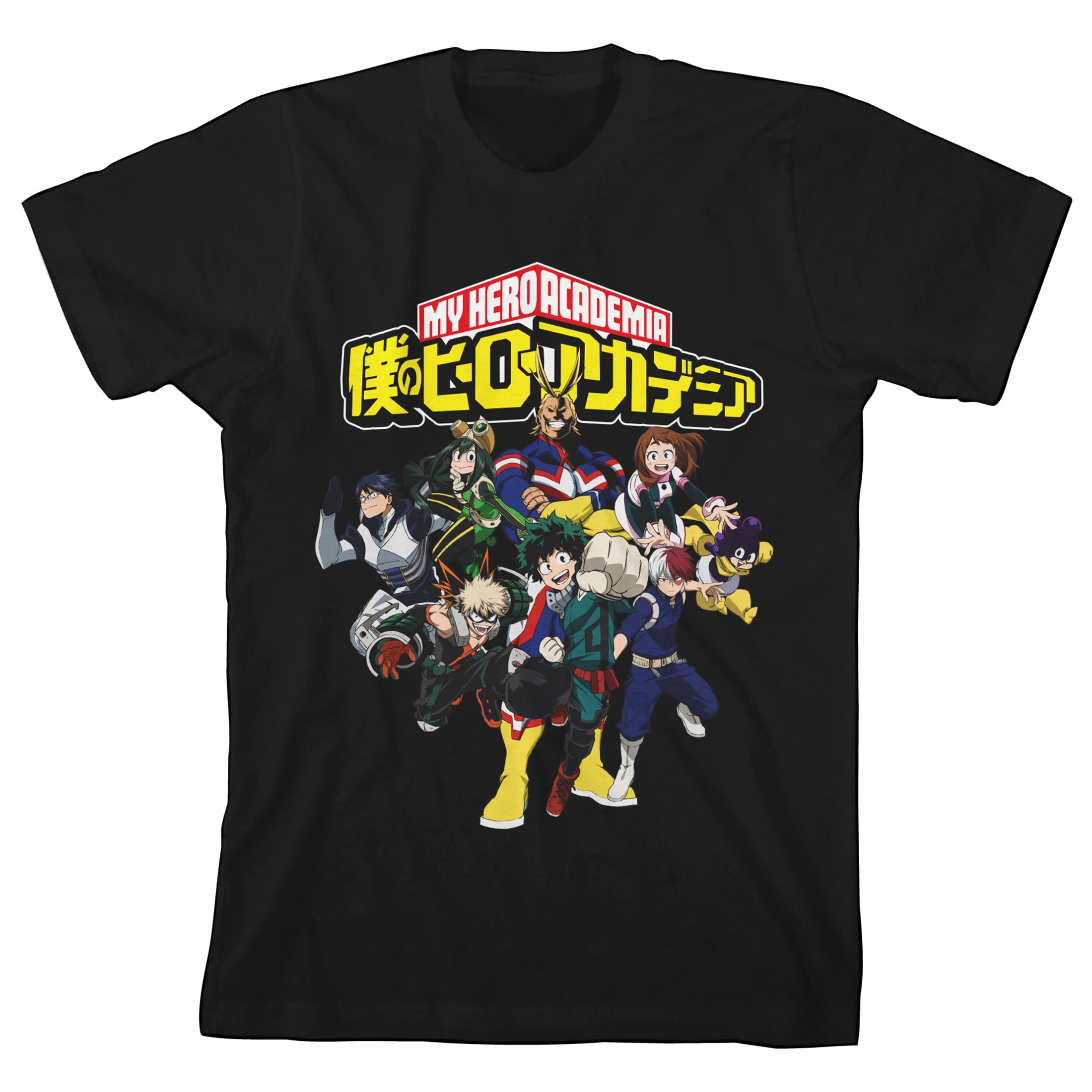 My Hero Academia Characters Youth Black Short Sleeve Crew Neck TeeXS