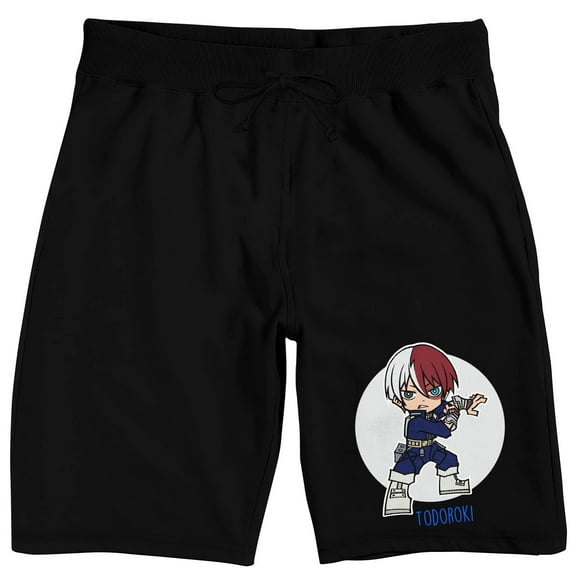 My Hero Academia Chibi Todoroki Men's Black Sleep Pajama Shorts-Large