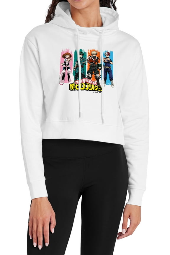 Class 1-A Victory Women's Cropped Hoodie Pullover Sweatshirt, White, Small