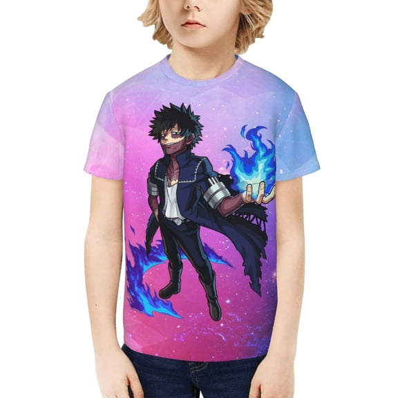 My Hero Academia Dabi Kids T-Shirt 3d Printed Graphic T-Shirts Boys And Girls Short Sleeve Shirts For Youth Kids Large