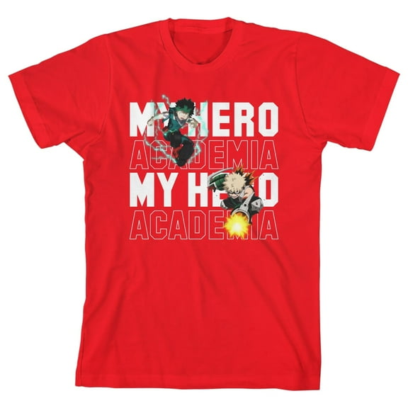 My Hero Academia Deku Bakugo Battle Boy's Red T-shirt-Medium