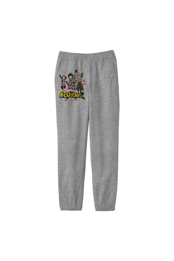 My Hero Academia Deku, Bakugo, and Ochako Boy's Gray Sweatpants-L