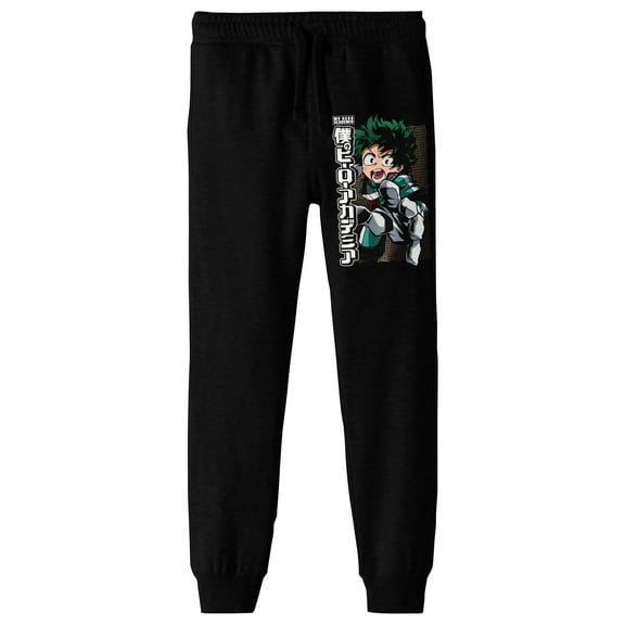 My Hero Academia Deku Boy's Black Jogger Pants-XL