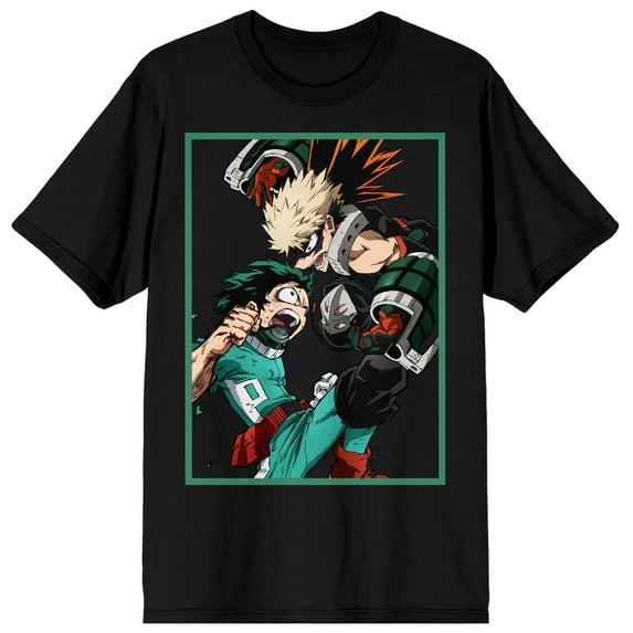 My Hero Academia Deku Katsuki Fight Men's Black T-shirt-Large