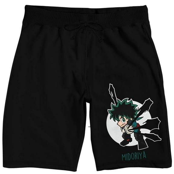 My Hero Academia Deku Midoriya Men's Black Lounge Shorts-M
