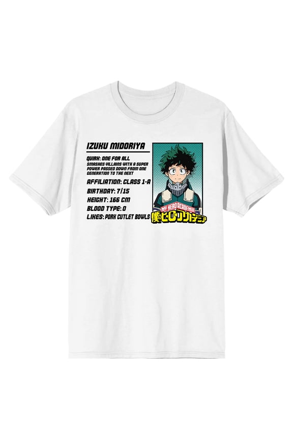 My Hero Academia Deku Name Card Men's White T-shirt-Medium