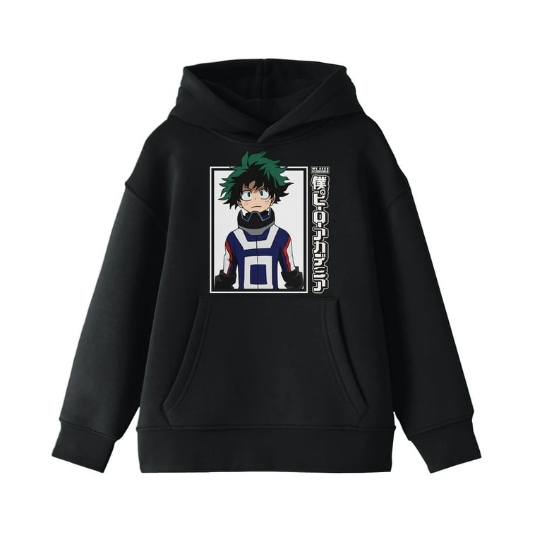 My Hero Academia Deku With Logo Boy s Black Sweatshirt Large