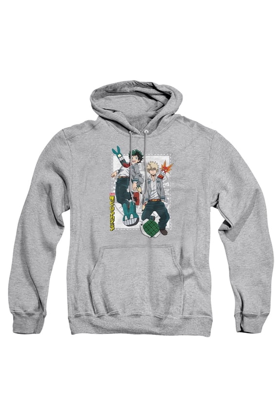 Deku and Bakugo Adult Pull-Over Hoodie, Athletic Heather, 3X-Large