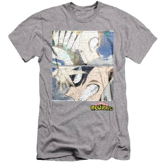 My Hero Academia Deku and Bakugo Close Unisex Adult Canvas Brand T Shirt, Athletic Heather, 2X-Large