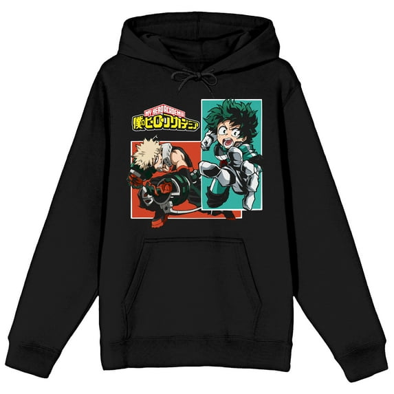 My Hero Academia Deku and Bakugo Panels Men's Black Graphic Hoodie-4XL
