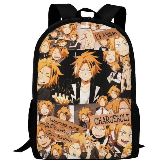 My Hero Academia Denki Kaminari Backpack,Multi-Function Travel Backpack Laptop Backpack Lightweight Casual Daypack Bookbag 16.5 In