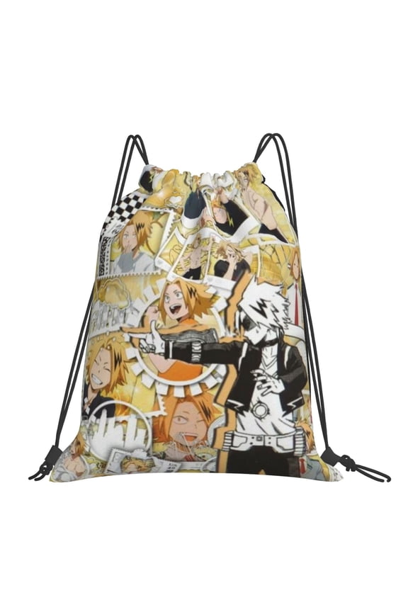 My Hero Academia Denki Kaminari Drawstring Backpack Sport Gym Bag For Yoga Swimming Gymsack Sport Strap Pack Bag