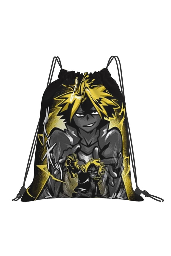 My Hero Academia Denki Kaminari Drawstring Backpack Sport Gym Bag For Yoga Swimming Gymsack Sport Strap Pack Bag