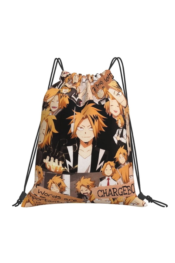 My Hero Academia Denki Kaminari Drawstring Backpack Sport Gym Bag For Yoga Swimming Gymsack Sport Strap Pack Bag