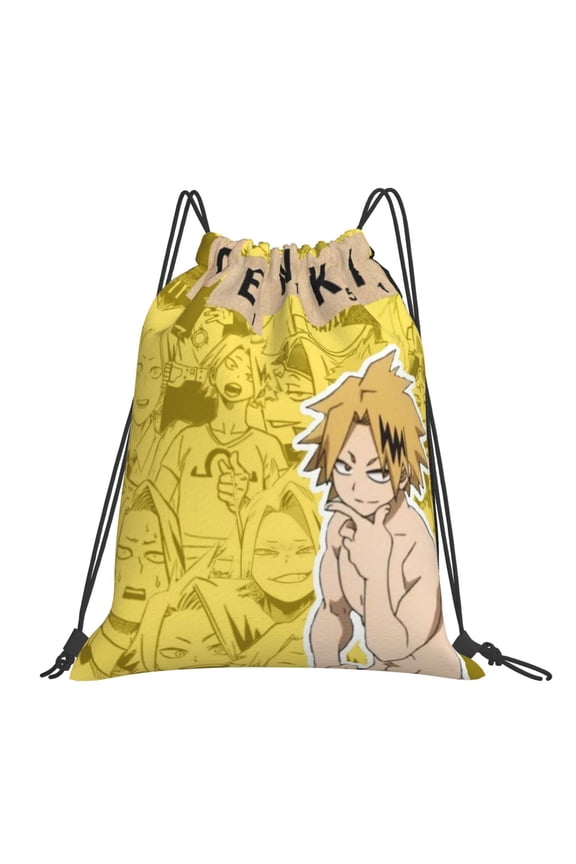 My Hero Academia Denki Kaminari Drawstring Backpack Sport Gym Bag For Yoga Swimming Gymsack Sport Strap Pack Bag